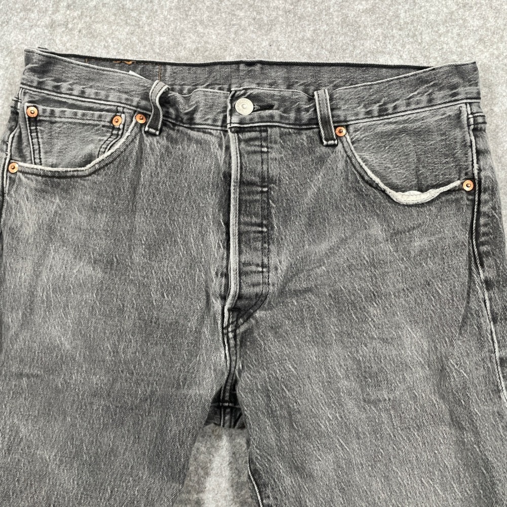 Levi's Mens 501 '93 Straight Jeans 34x32 Gray Acid Wash Distressed Button Fly